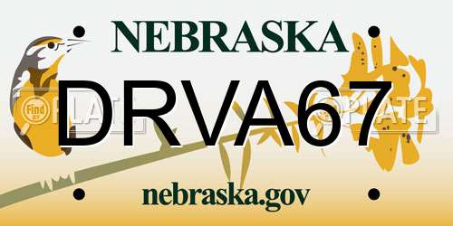 DRVA67 Nebraska License Plate