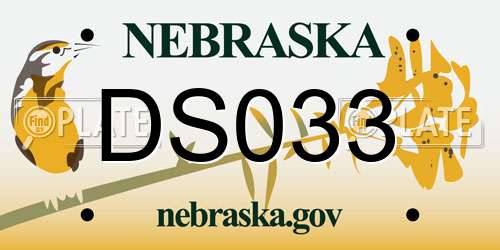 DS033 Nebraska License Plate