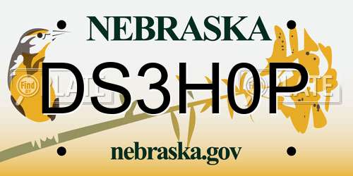 DS3H0P Nebraska License Plate