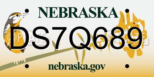DS7Q689 Nebraska License Plate
