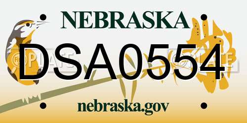 DSA0554 Nebraska License Plate