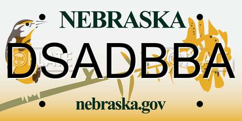DSADBBA Nebraska License Plate