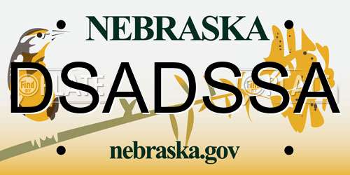 DSADSSA Nebraska License Plate
