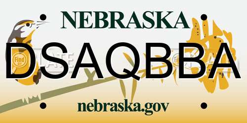 DSAQBBA Nebraska License Plate