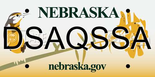 DSAQSSA Nebraska License Plate