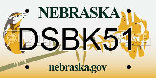 DSBK51 Nebraska License Plate