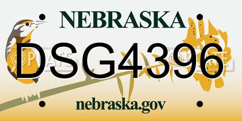 DSG4396 Nebraska License Plate