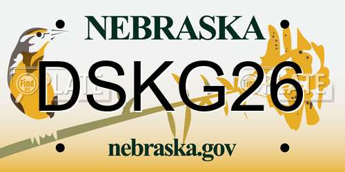 DSKG26 Nebraska License Plate