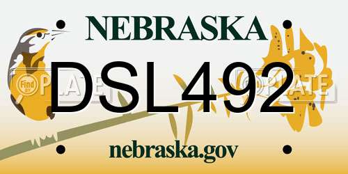 DSL492 Nebraska License Plate