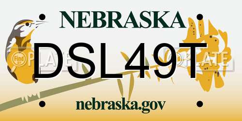 DSL49T Nebraska License Plate