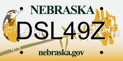 DSL49Z Nebraska License Plate