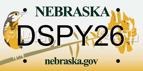 DSPY26 Nebraska License Plate