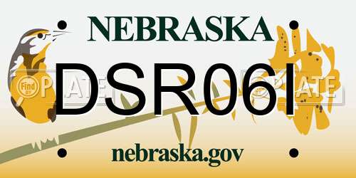 DSR06I Nebraska License Plate