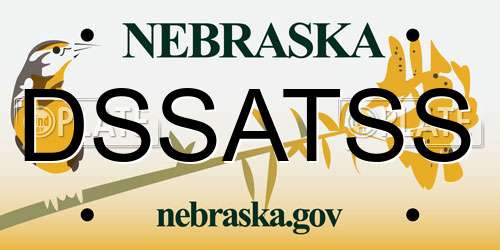 DSSATSS Nebraska License Plate