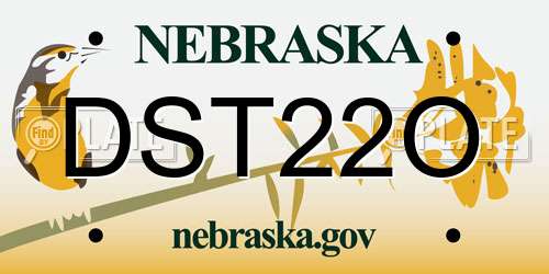 DST22O Nebraska License Plate
