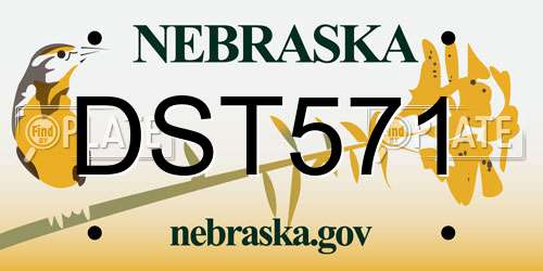 DST571 Nebraska License Plate