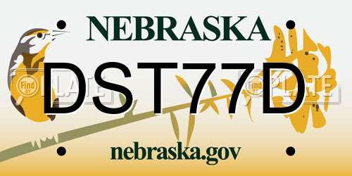 DST77D Nebraska License Plate