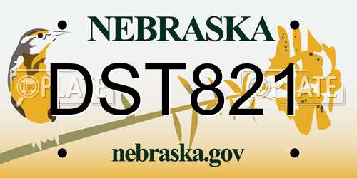 DST821 Nebraska License Plate