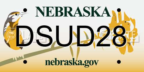 DSUD28 Nebraska License Plate