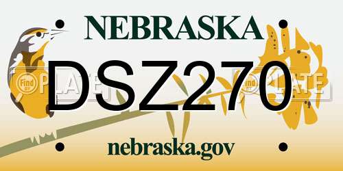 DSZ270 Nebraska License Plate