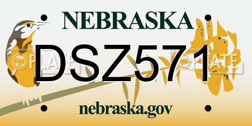 DSZ571 Nebraska License Plate