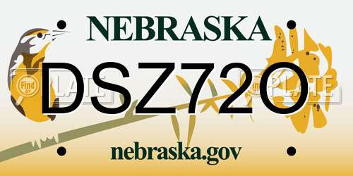 DSZ72O Nebraska License Plate