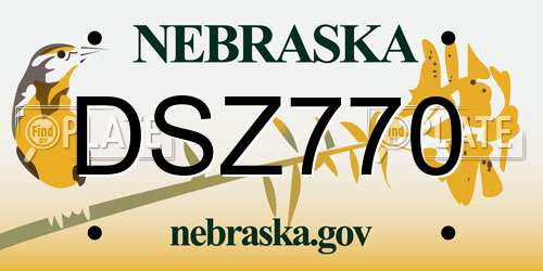 DSZ770 Nebraska License Plate