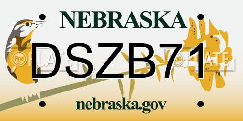 DSZB71 Nebraska License Plate