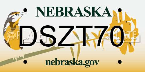 DSZT70 Nebraska License Plate