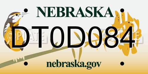 DT0D084 Nebraska License Plate