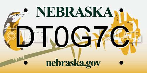 DT0G7C Nebraska License Plate