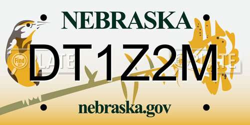 DT1Z2M Nebraska License Plate
