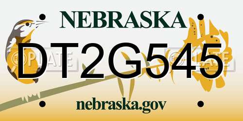 DT2G545 Nebraska License Plate