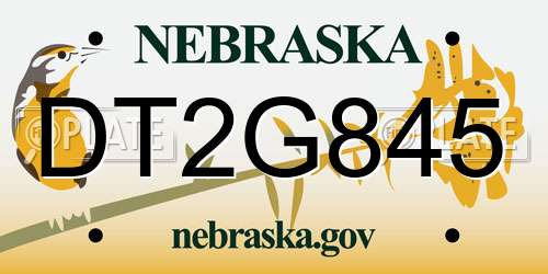 DT2G845 Nebraska License Plate