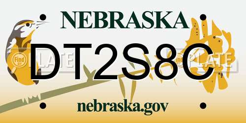 DT2S8C Nebraska License Plate