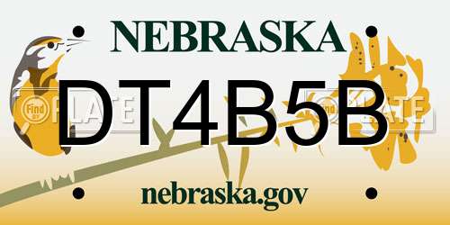 DT4B5B Nebraska License Plate
