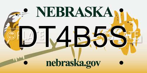 DT4B5S Nebraska License Plate