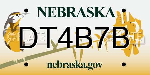 DT4B7B Nebraska License Plate