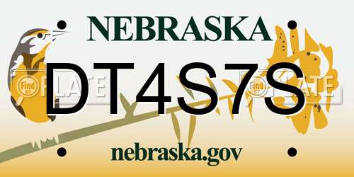 DT4S7S Nebraska License Plate