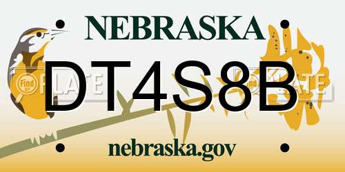 DT4S8B Nebraska License Plate