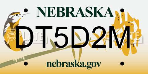 DT5D2M Nebraska License Plate