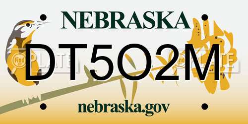 DT5O2M Nebraska License Plate