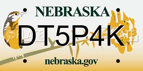 DT5P4K Nebraska License Plate