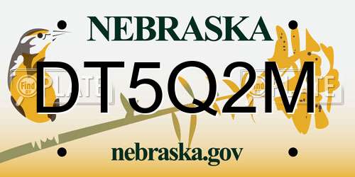 DT5Q2M Nebraska License Plate