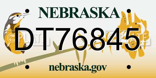 DT76845 Nebraska License Plate