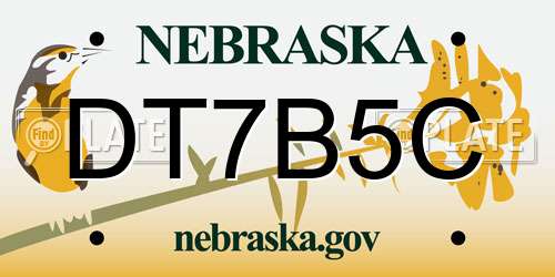 DT7B5C Nebraska License Plate