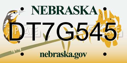 DT7G545 Nebraska License Plate