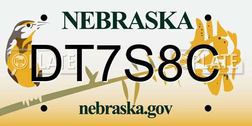 DT7S8C Nebraska License Plate