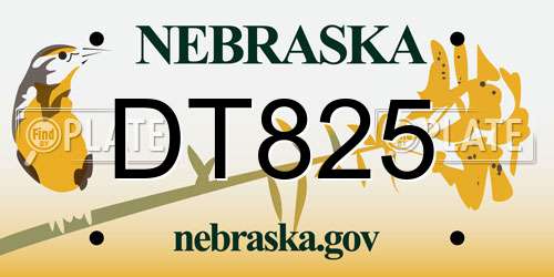 DT825 Nebraska License Plate