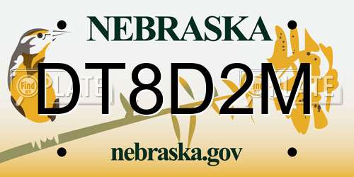 DT8D2M Nebraska License Plate